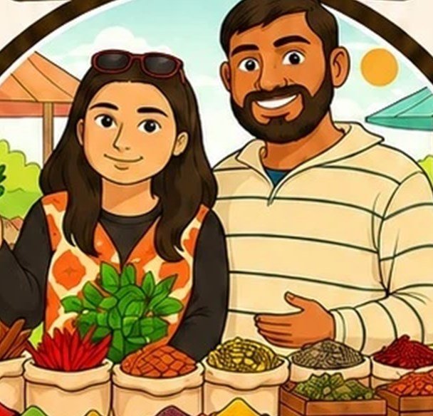 The people behind Her Spices at their spice stall
